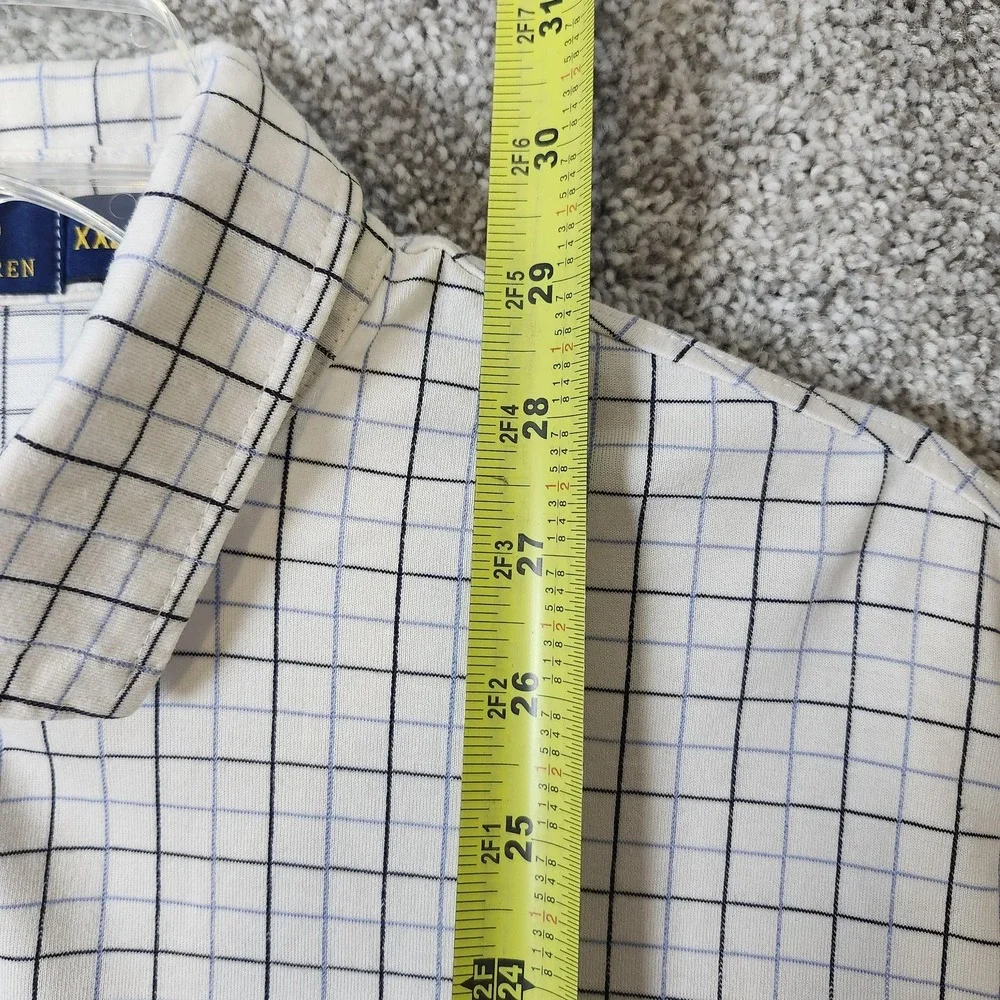 Polo Ralph Lauren Polo Shirt Mens 2XL White Check Cotton Classic Pony Logo